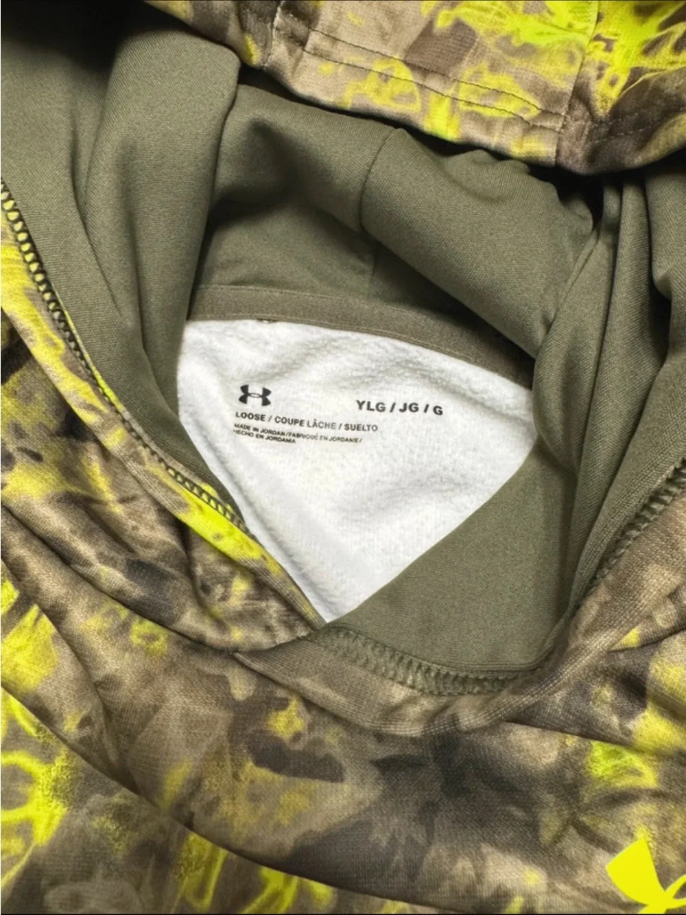 Under Armour Boys YLG Camo Hoodie | Green & Neon Yellow